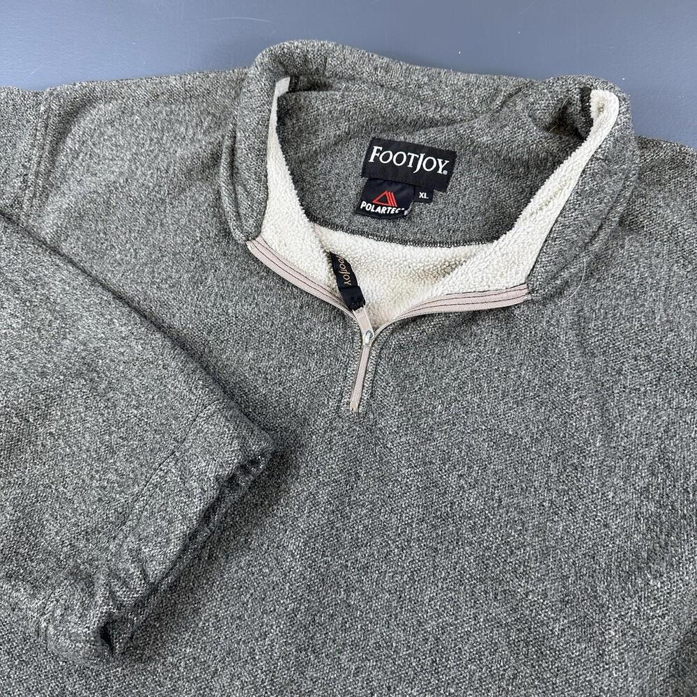 Footjoy Jacket Mens XL Green & Gray Polartec Fleece Oversized 1/4 Zip Thick Golf - Picture 9 of 9